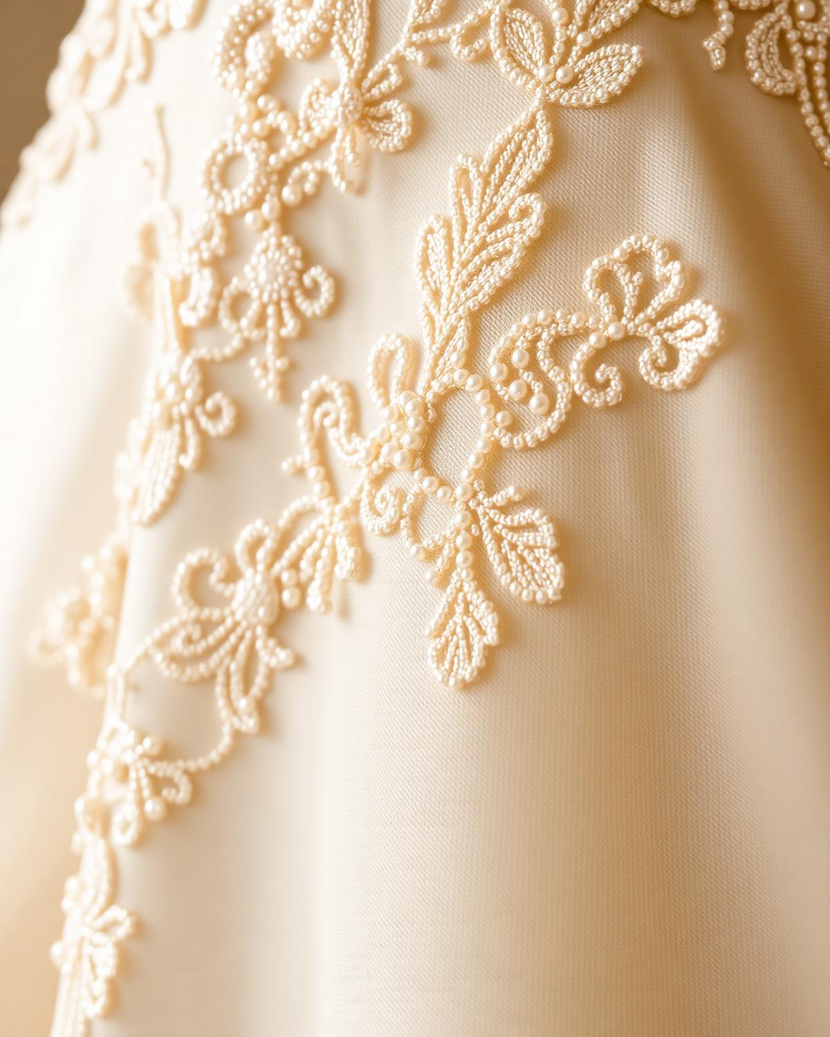 Hand-beaded couture detail